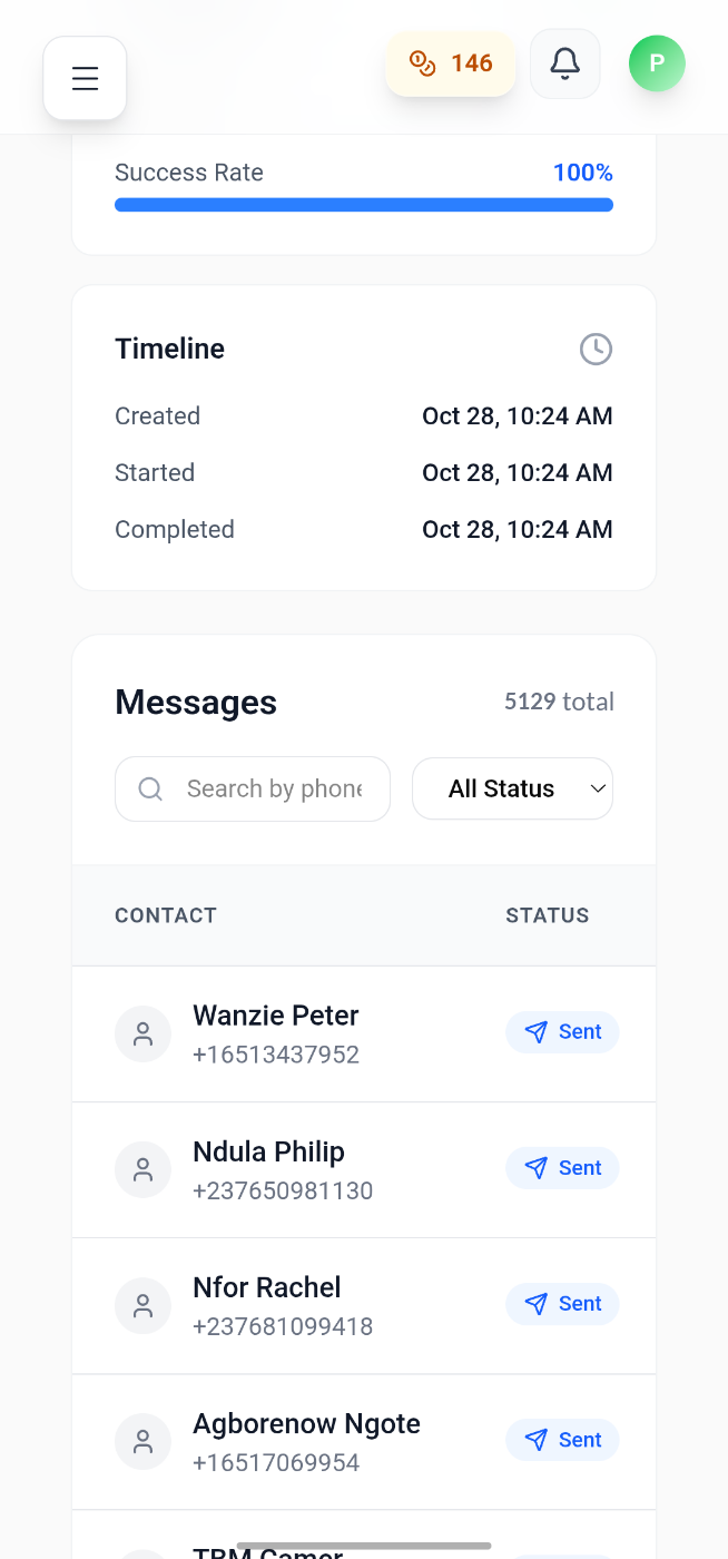 Full Message Insights on each Campaign